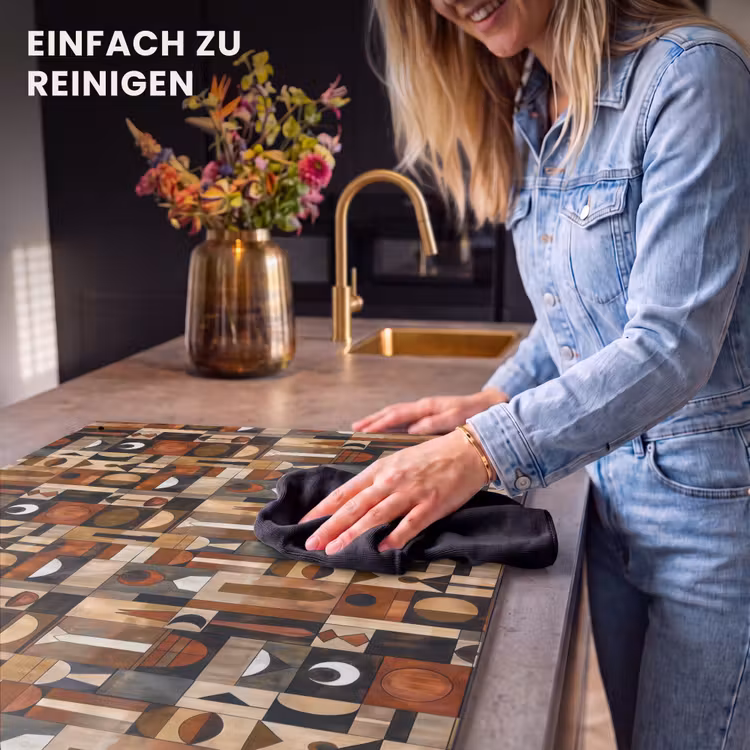 2-in-1 Herdabdeckplatte & Spritzschutz - Terrakotta – Geometrisch – Mid-Century – Muster — 5