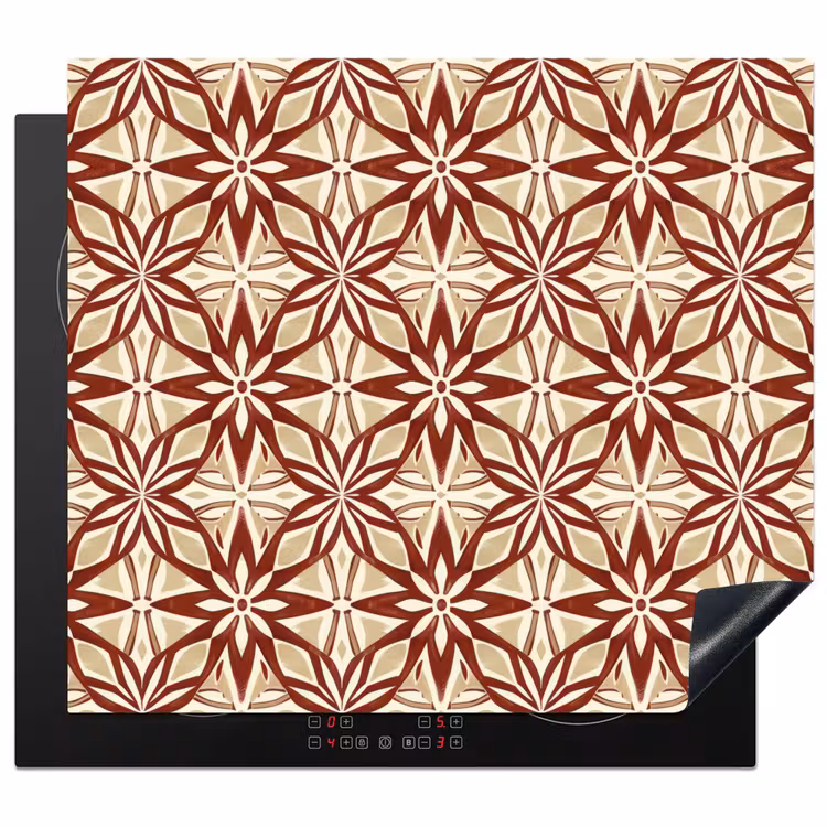 Herdabdeckplatte - Bordeauxrot – Geometrisch – Fliese – Muster — 1