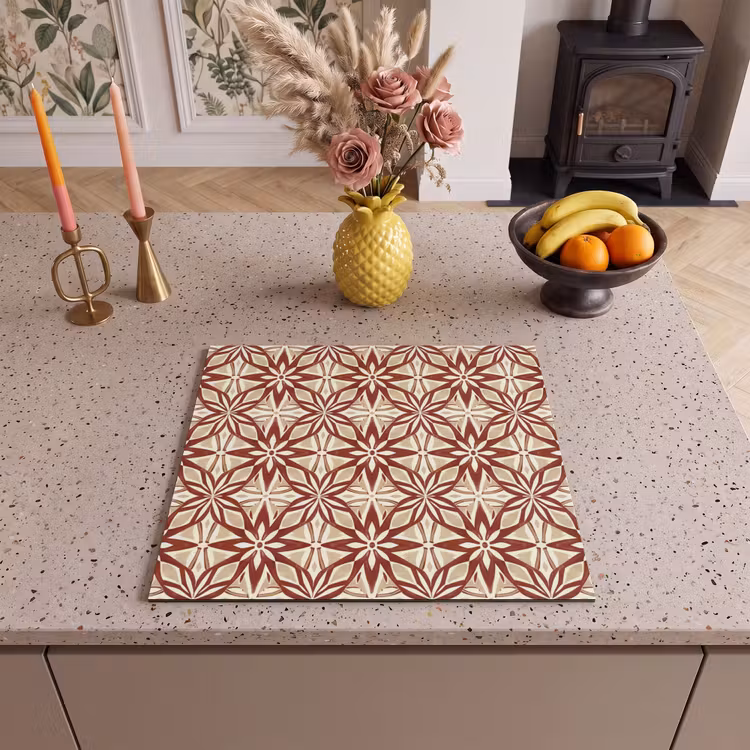 Herdabdeckplatte - Bordeauxrot – Geometrisch – Fliese – Muster — 2