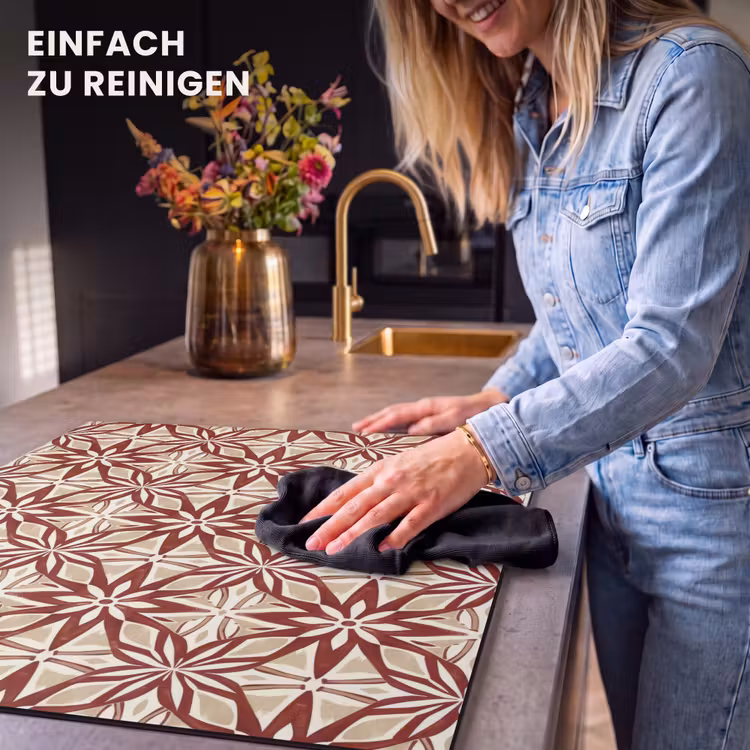 Herdabdeckplatte - Bordeauxrot – Geometrisch – Fliese – Muster — 6