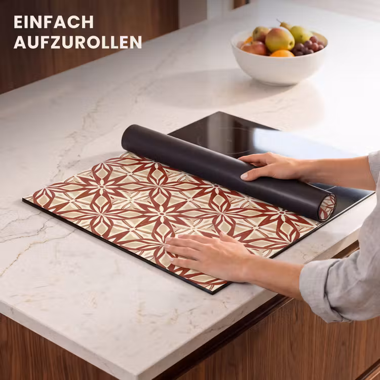 Herdabdeckplatte - Bordeauxrot – Geometrisch – Fliese – Muster — 7