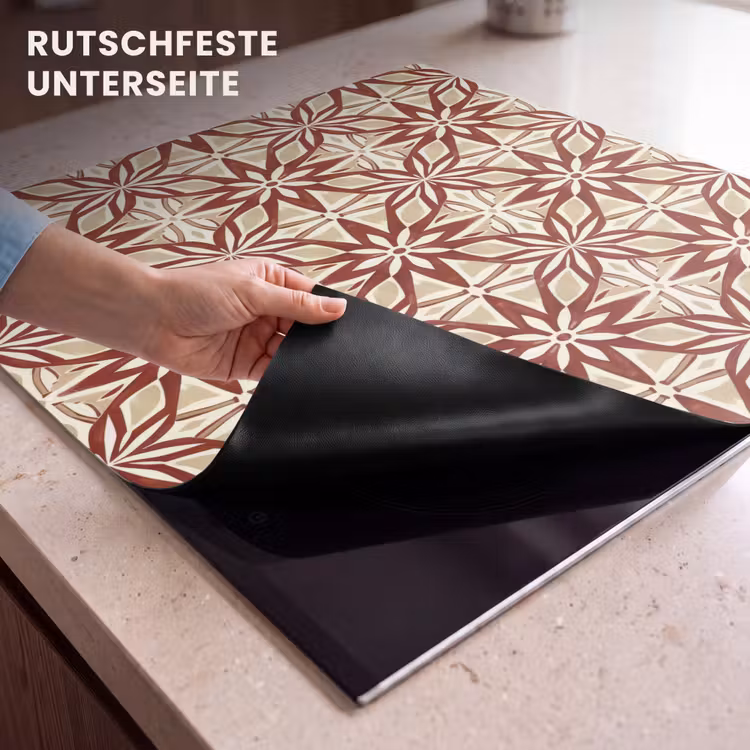 Herdabdeckplatte - Bordeauxrot – Geometrisch – Fliese – Muster — 9