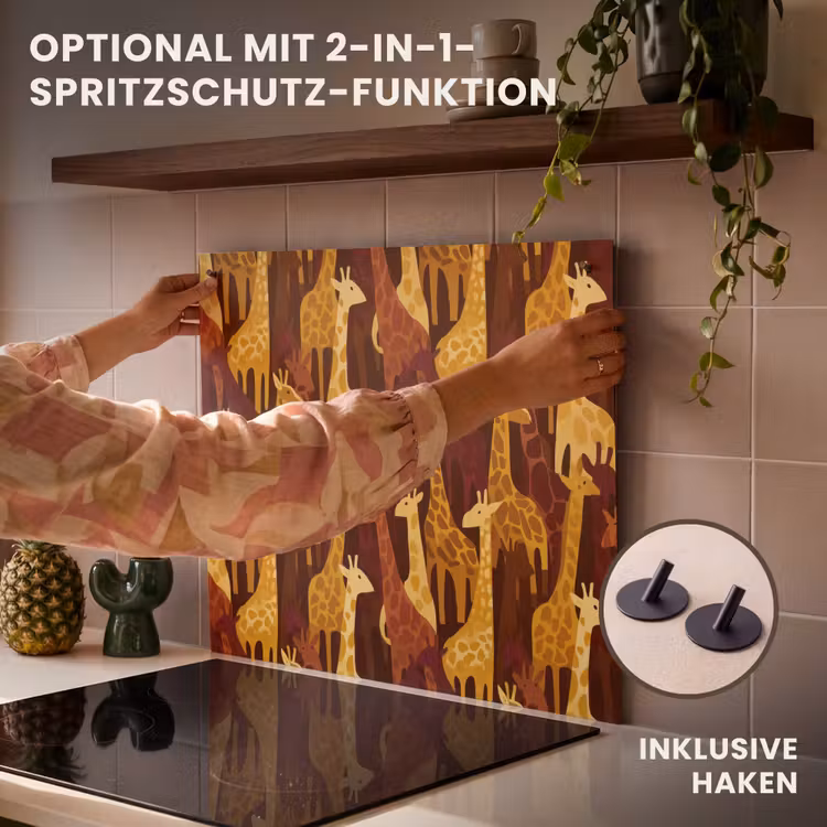 Herdabdeckplatte - Braun – Giraffen – Safari – Muster — 10