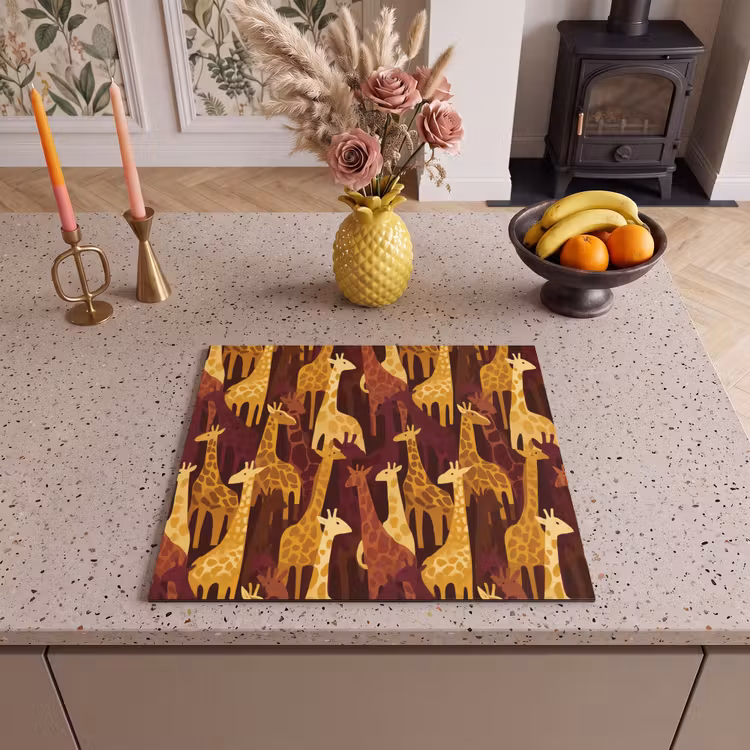 Herdabdeckplatte - Braun – Giraffen – Safari – Muster — 2