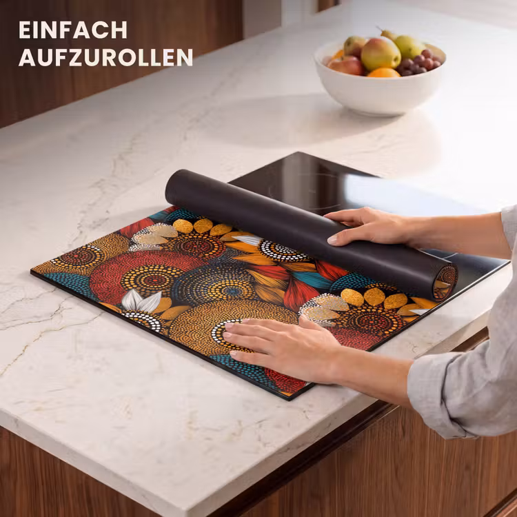 Herdabdeckplatte - Farbenfroh – Aborigine – Punktmalerei – Botanisch – Muster — 7