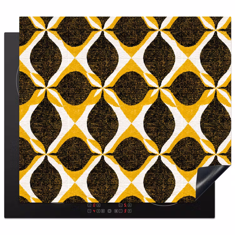 Herdabdeckplatte - Gelb – Schwarz – Geometrisch – Retro – Struktur — 1