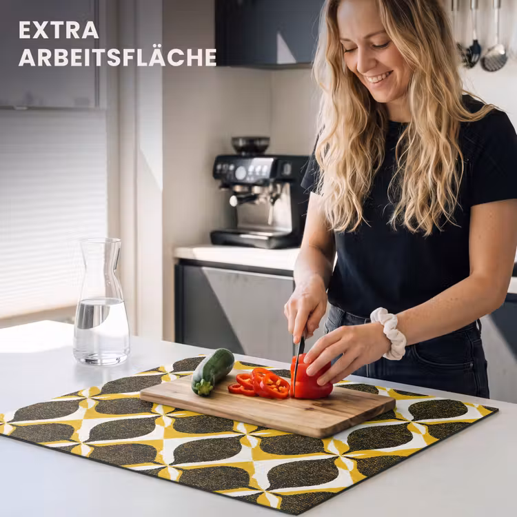 Herdabdeckplatte - Gelb – Schwarz – Geometrisch – Retro – Struktur — 4