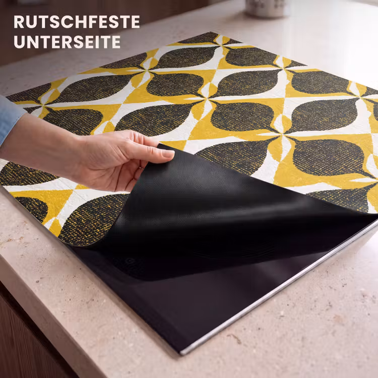 Herdabdeckplatte - Gelb – Schwarz – Geometrisch – Retro – Struktur — 9