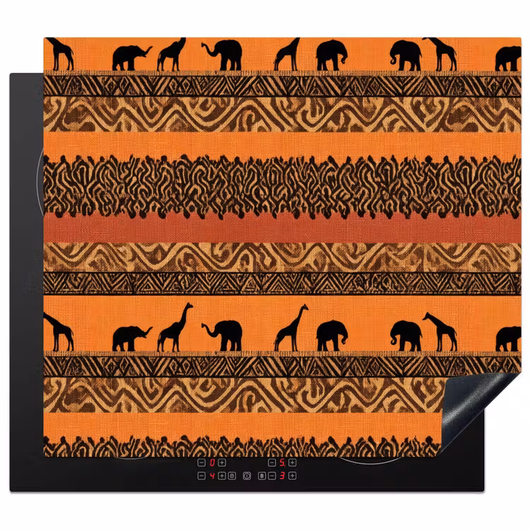 Herdabdeckplatte - Orange – Safari – Afrikaans – Tiere – Muster — 1