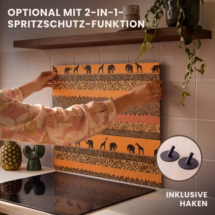 Herdabdeckplatte - Orange – Safari – Afrikaans – Tiere – Muster — 10