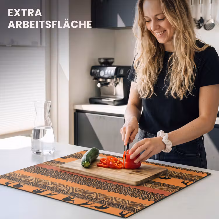 Herdabdeckplatte - Orange – Safari – Afrikaans – Tiere – Muster — 4