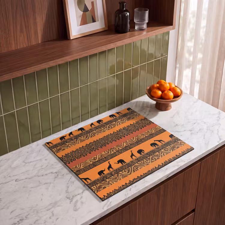 Herdabdeckplatte - Orange – Safari – Afrikaans – Tiere – Muster — 8