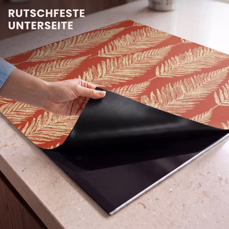 Herdabdeckplatte - Rot – Botanisch – Farn – Muster — 9