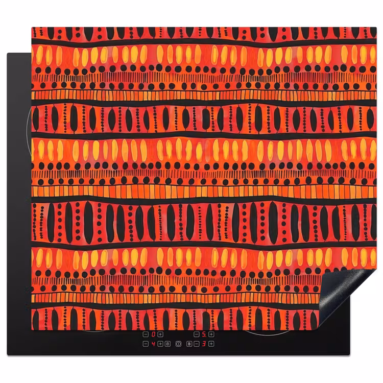 Herdabdeckplatte - Rot – Orange – Ethnisch – Ausdrucksstark – Muster — 1