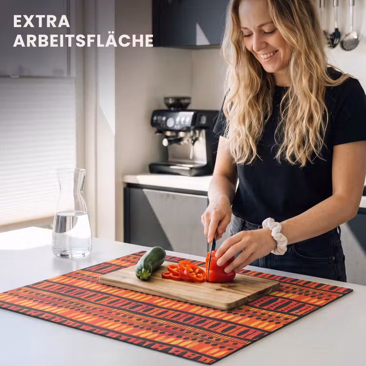 Herdabdeckplatte - Rot – Orange – Ethnisch – Ausdrucksstark – Muster — 4