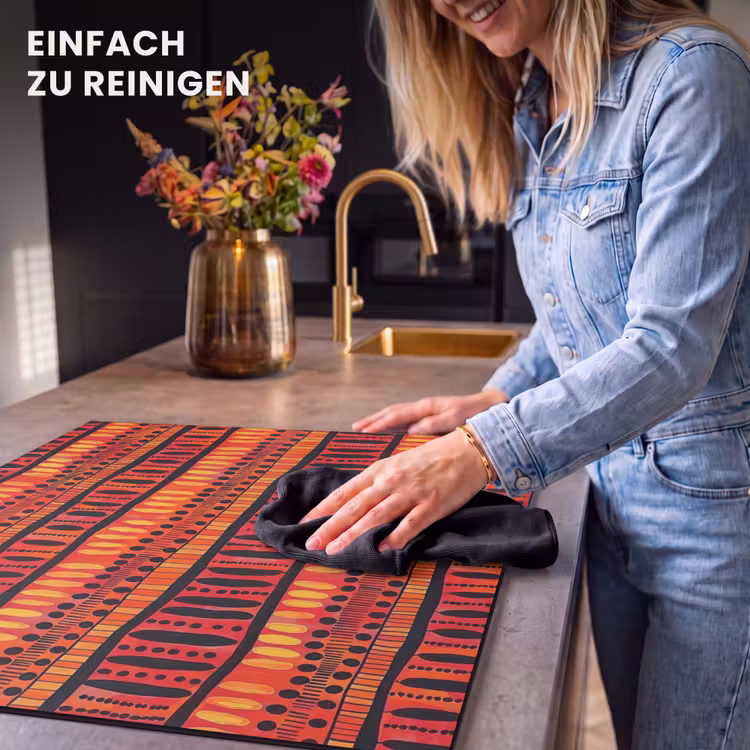 Herdabdeckplatte - Rot – Orange – Ethnisch – Ausdrucksstark – Muster — 6