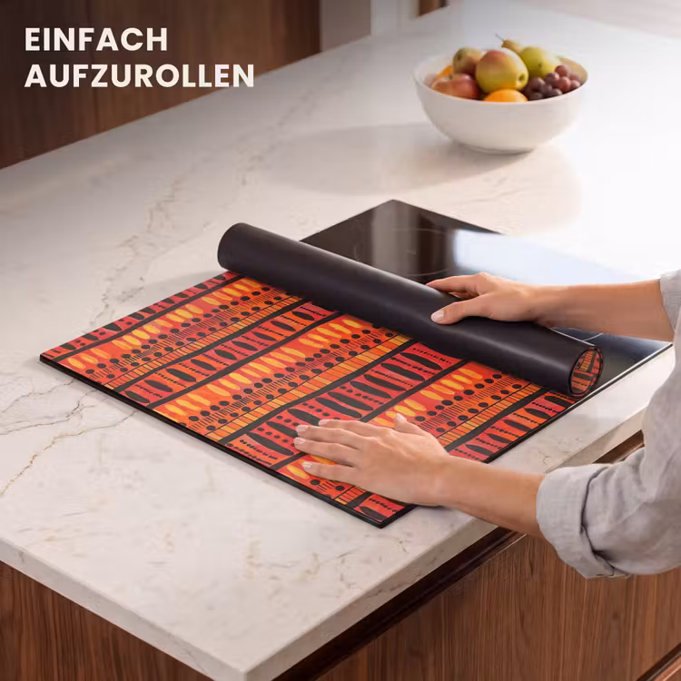 Herdabdeckplatte - Rot – Orange – Ethnisch – Ausdrucksstark – Muster — 7