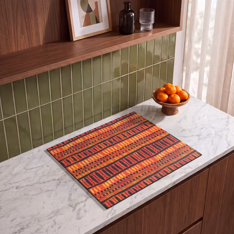 Herdabdeckplatte - Rot – Orange – Ethnisch – Ausdrucksstark – Muster — 8