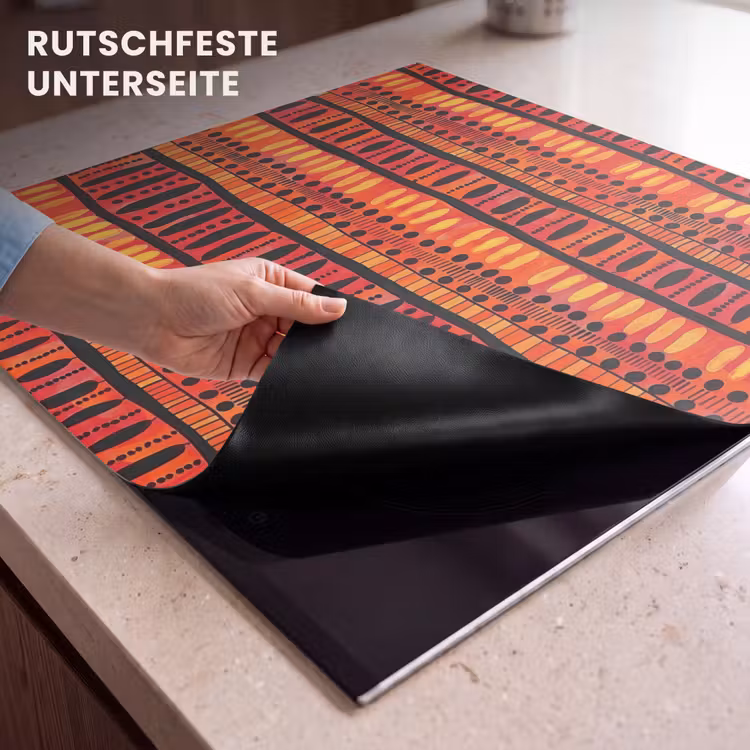Herdabdeckplatte - Rot – Orange – Ethnisch – Ausdrucksstark – Muster — 9