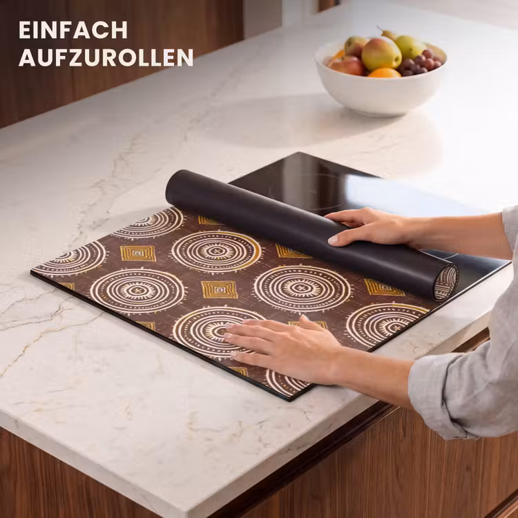 Herdabdeckplatte - Schokoladenbraun – Ethno – Tribal – Kreise – Muster — 7