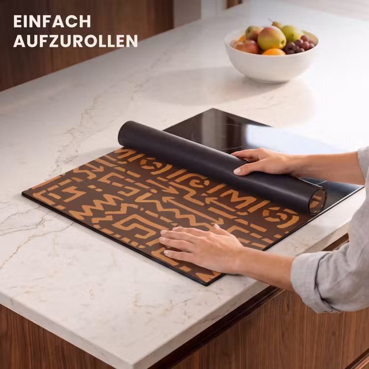 Herdabdeckplatte - Schokoladenbraun – Ethno – Tribal – Symbole — 7