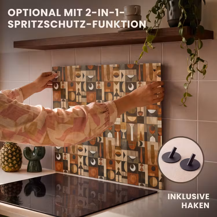 Herdabdeckplatte - Terrakotta – Geometrisch – Mid-Century – Muster — 10