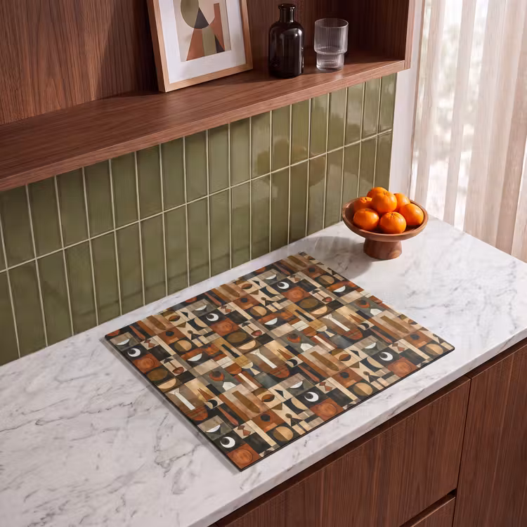 Herdabdeckplatte - Terrakotta – Geometrisch – Mid-Century – Muster — 8