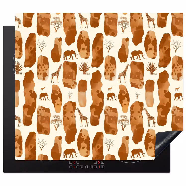 Herdabdeckplatte - Terrakotta – Safari – Tiere – Muster — 1