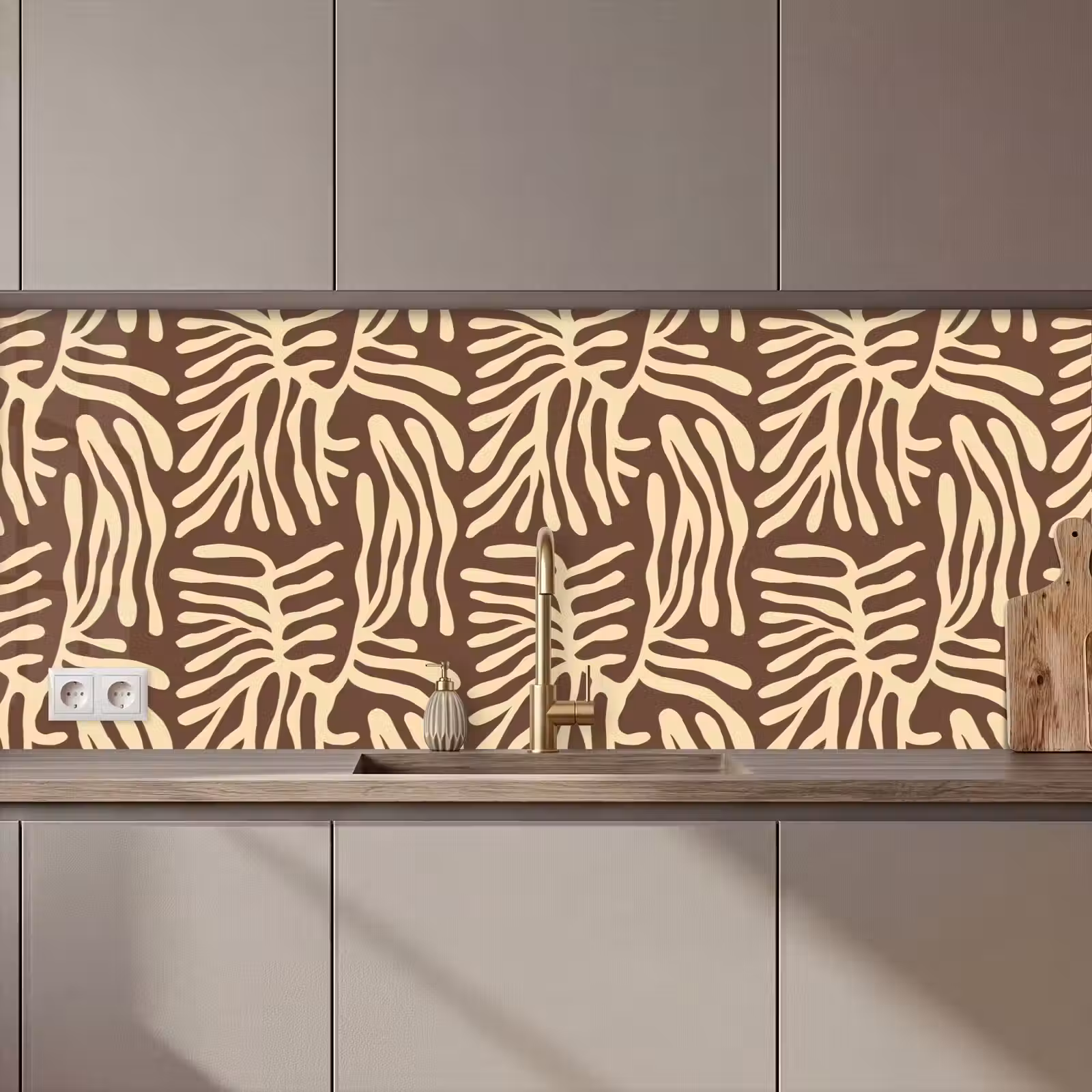 Küchenrückwand - Braun – Koralle – Ausdrucksstark – Muster — 1