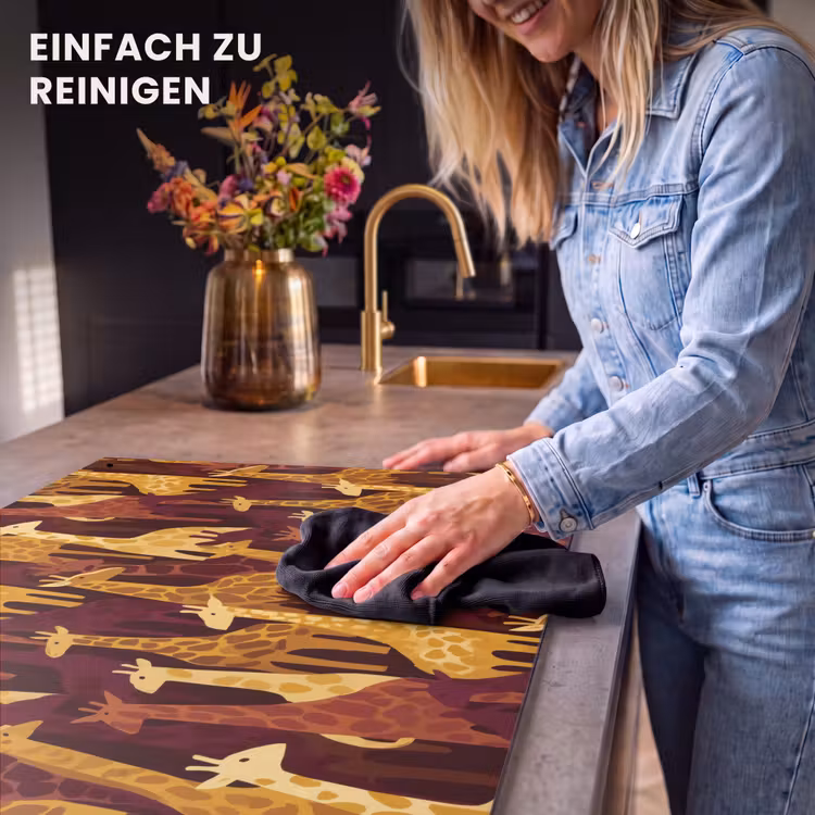 2-in-1 Herdabdeckplatte & Spritzschutz - Braun – Giraffen – Safari – Muster — 5