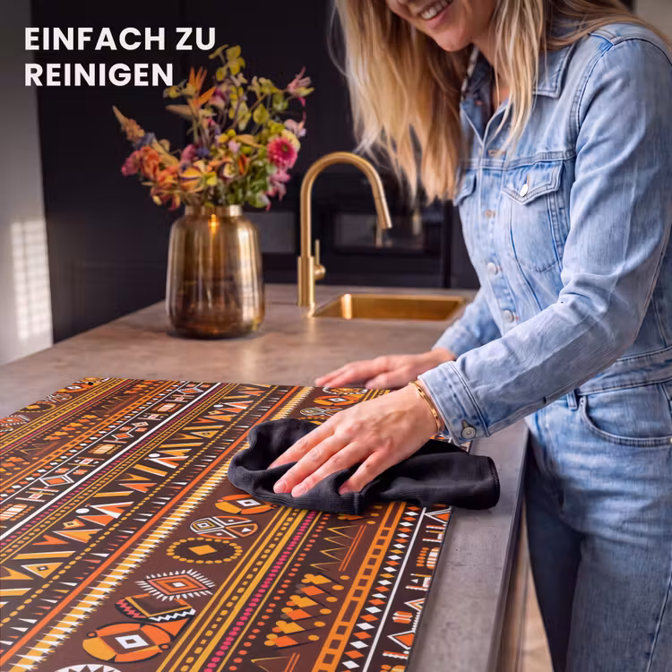2-in-1 Herdabdeckplatte & Spritzschutz - Orange – Ethnisch – Tribal – Geometrisch – Muster — 5