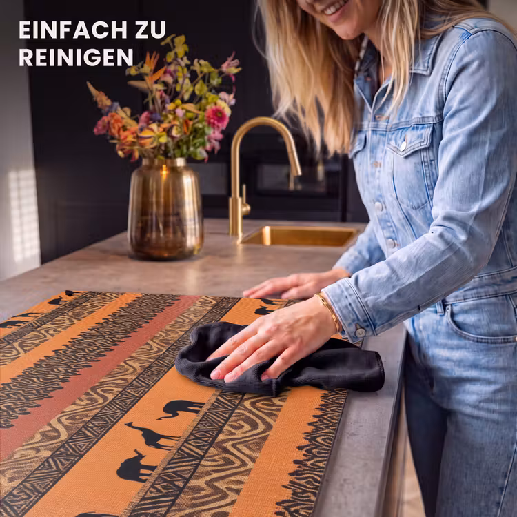 2-in-1 Herdabdeckplatte & Spritzschutz - Orange – Safari – Afrikaans – Tiere – Muster — 5