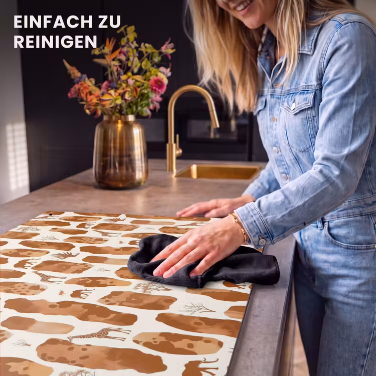 2-in-1 Herdabdeckplatte & Spritzschutz - Terrakotta – Safari – Tiere – Muster — 5