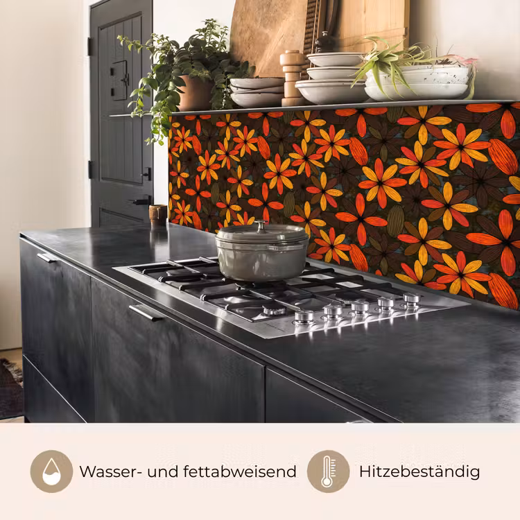 Küchenrückwand - Orange – Retro – Blumen – Herbst — 5