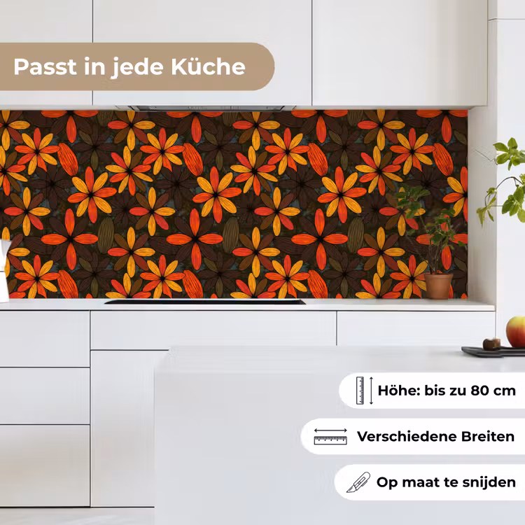 Küchenrückwand - Orange – Retro – Blumen – Herbst — 7
