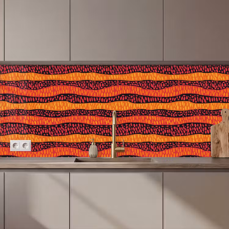 Küchenrückwand - Orange – Rosa – Ausdrucksstark – Muster — 1