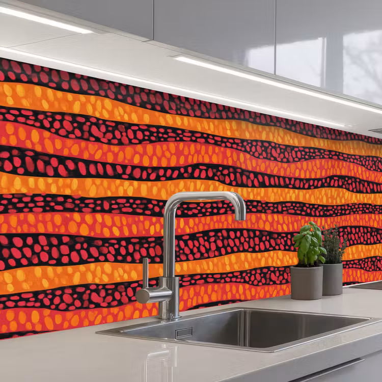 Küchenrückwand - Orange – Rosa – Ausdrucksstark – Muster — 2