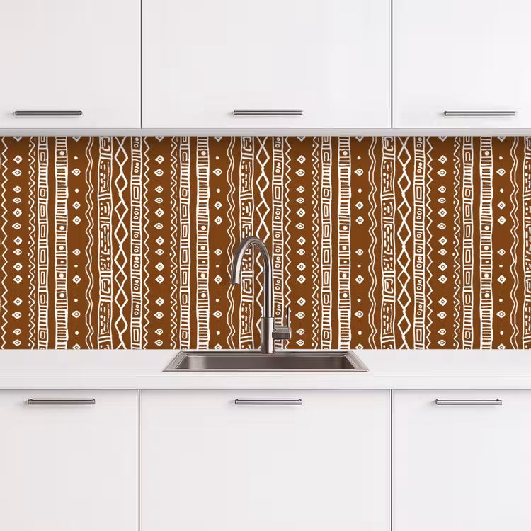 Küchenrückwand - Schokoladenbraun – Ethno – Tribal – Muster — 4