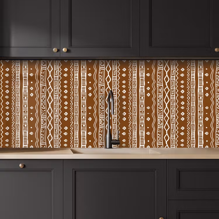 Küchenrückwand - Schokoladenbraun – Ethno – Tribal – Muster — 6