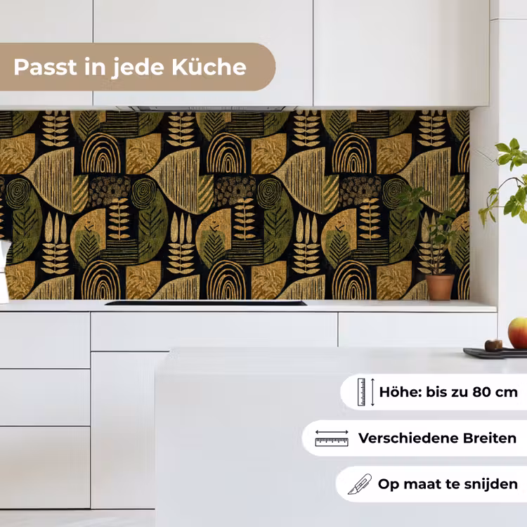 Küchenrückwand - Schwarz – Ockergelb – Botanisch – Textur — 7