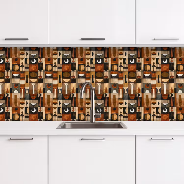 Küchenrückwand - Terrakotta – Geometrisch – Mid-Century – Muster — 4