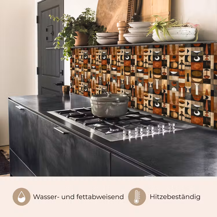 Küchenrückwand - Terrakotta – Geometrisch – Mid-Century – Muster — 5
