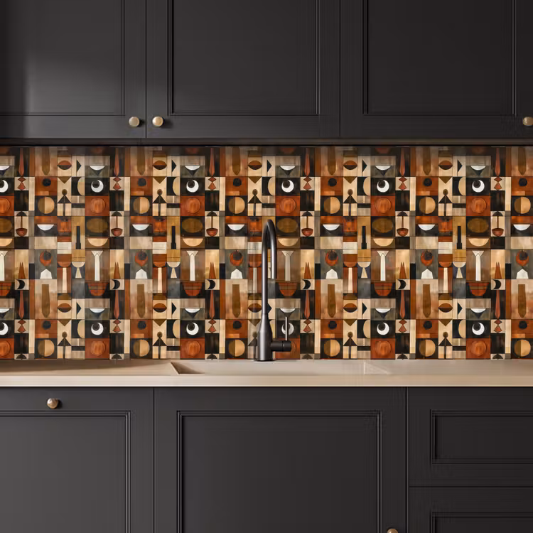 Küchenrückwand - Terrakotta – Geometrisch – Mid-Century – Muster — 6
