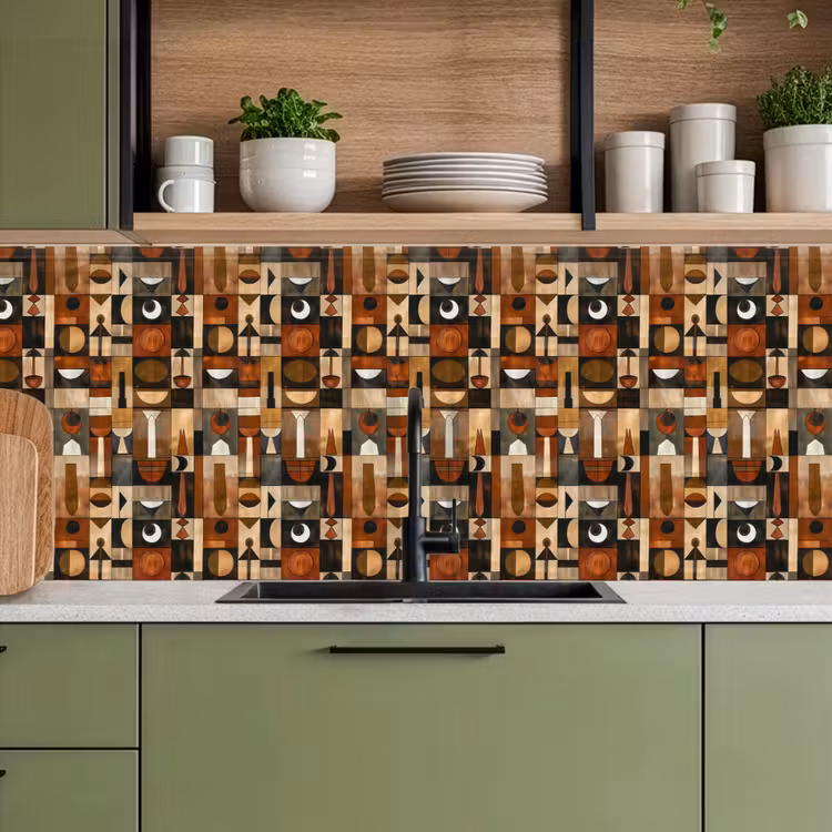 Küchenrückwand - Terrakotta – Geometrisch – Mid-Century – Muster — 8