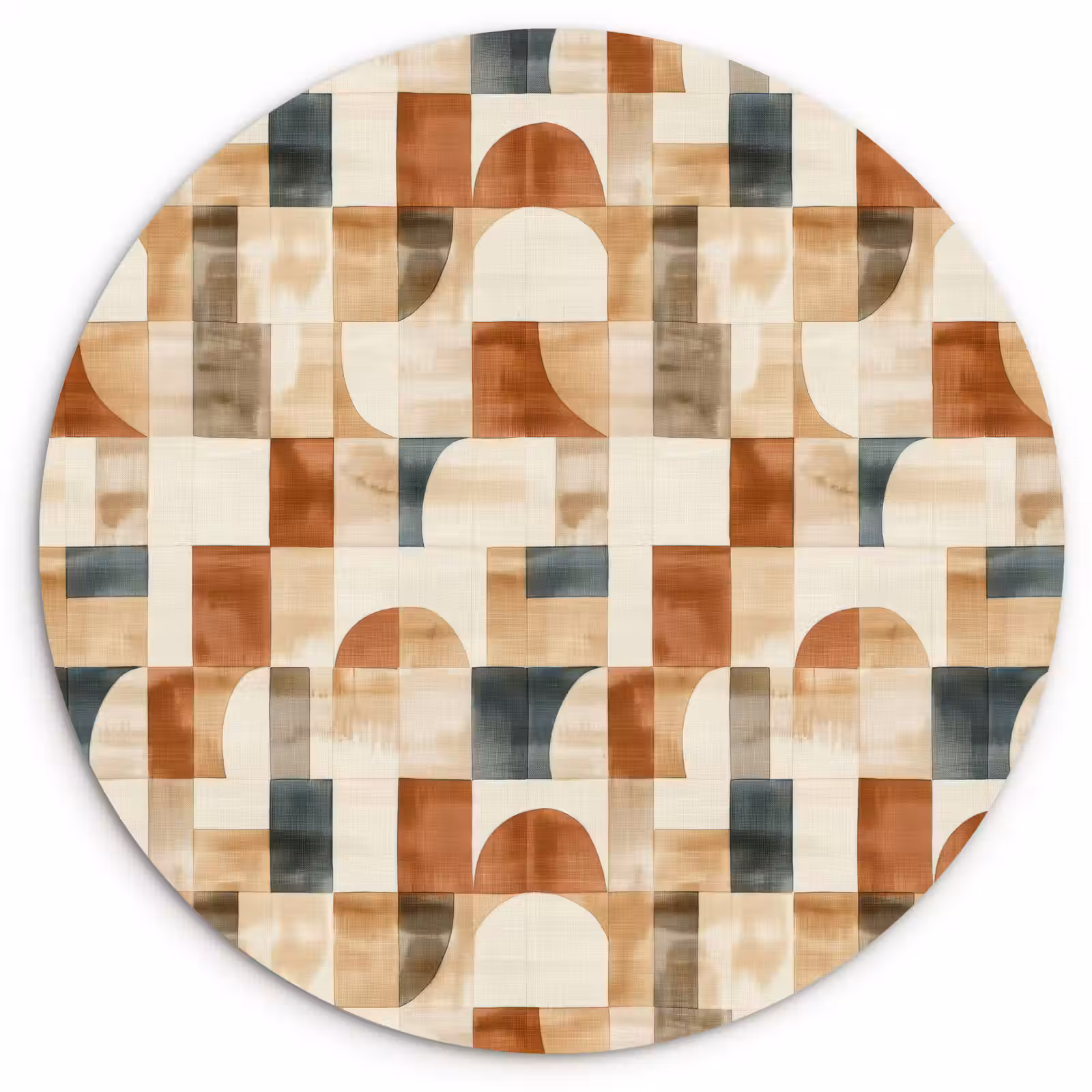 Forexbild Rund - Terrakotta – Geometrisch – Aquarell – Textur — 1