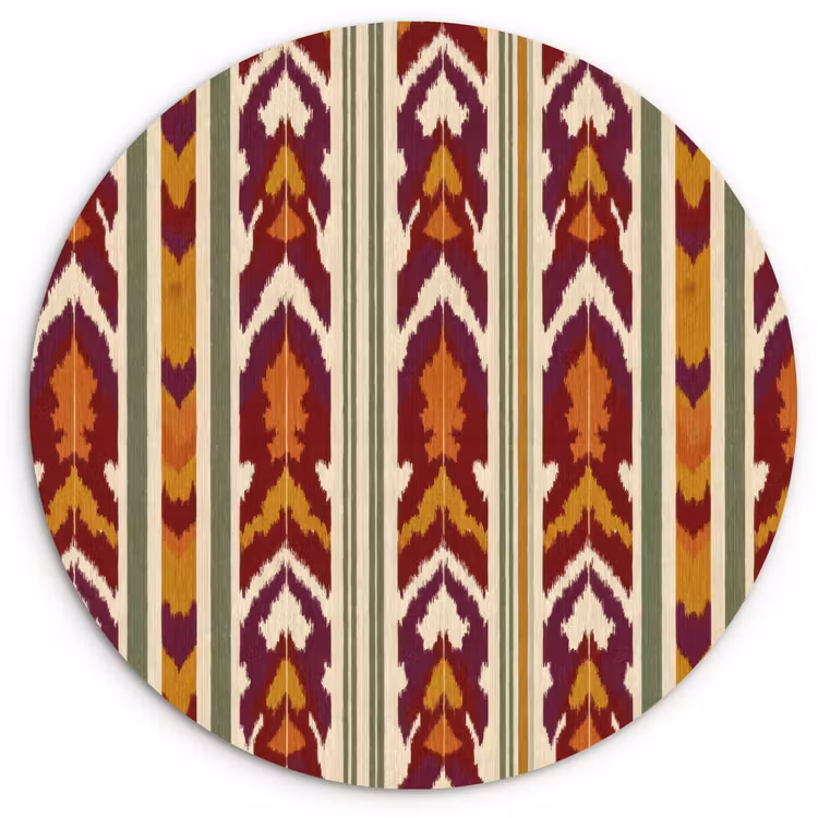 Forexbild Rund - Ikat – Bordeauxrot – Ethno – Muster — 1