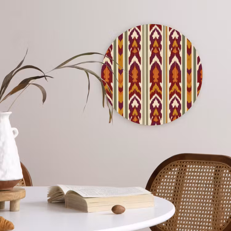 Forexbild Rund - Ikat – Bordeauxrot – Ethno – Muster — 4