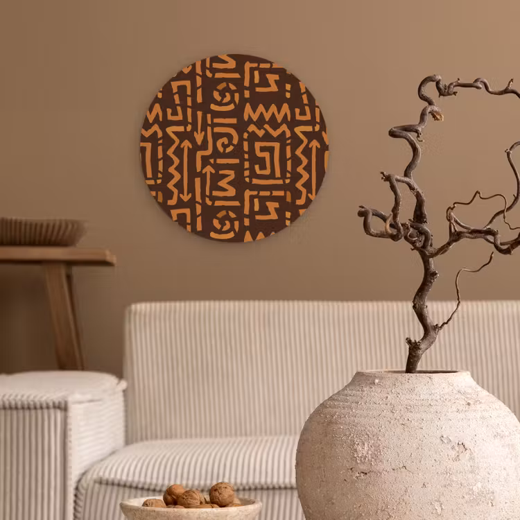 Forexbild Rund - Schokoladenbraun – Ethno – Tribal – Symbole — 2