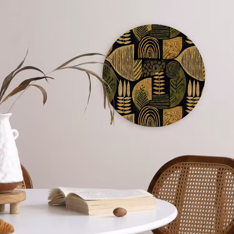Forexbild Rund - Schwarz – Ockergelb – Botanisch – Textur — 4