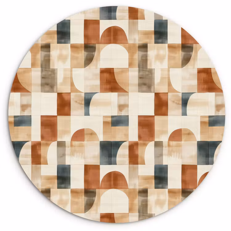 Forexbild Rund - Terrakotta – Geometrisch – Aquarell – Textur — 1